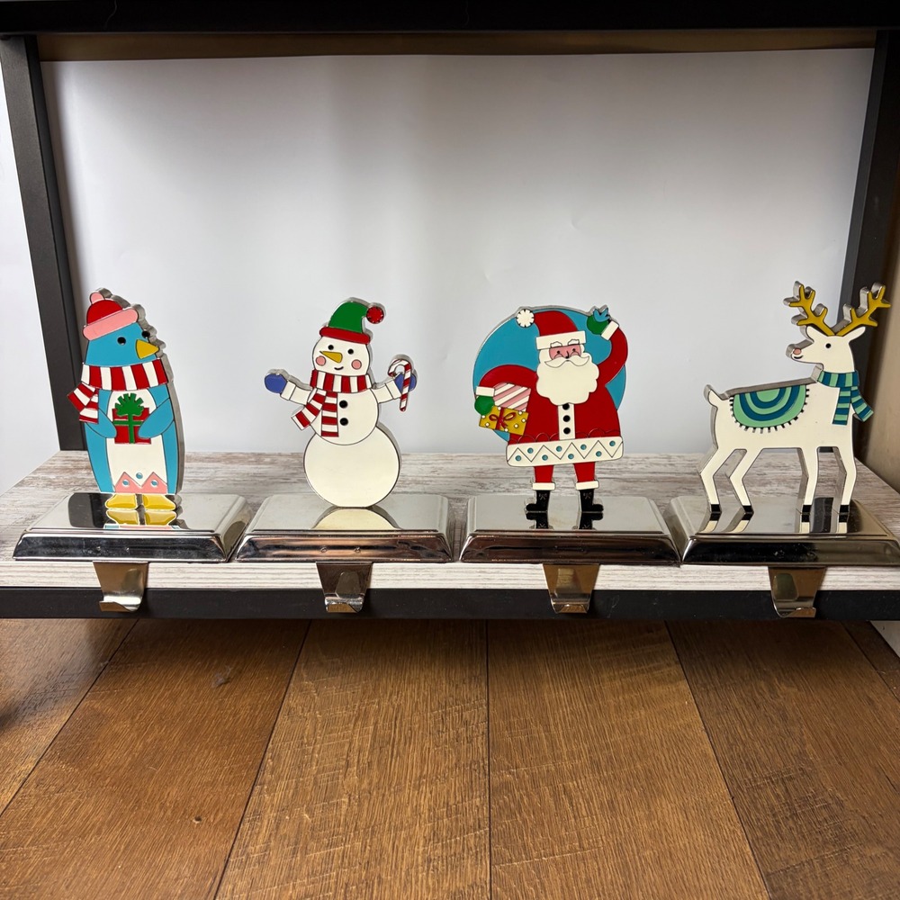 Target Wondershop Christmas Stocking Holder 4 Set Santa Reindeer Snowman Penguin
